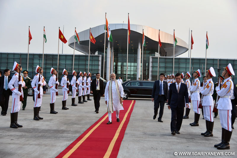 The Prime Minister, Shri Narendra Modi emplanes for Hangzhou in China to attend G20 Summit, from Noi Bai International Airport, Hanoi, Vietnam on September 03, 2016.