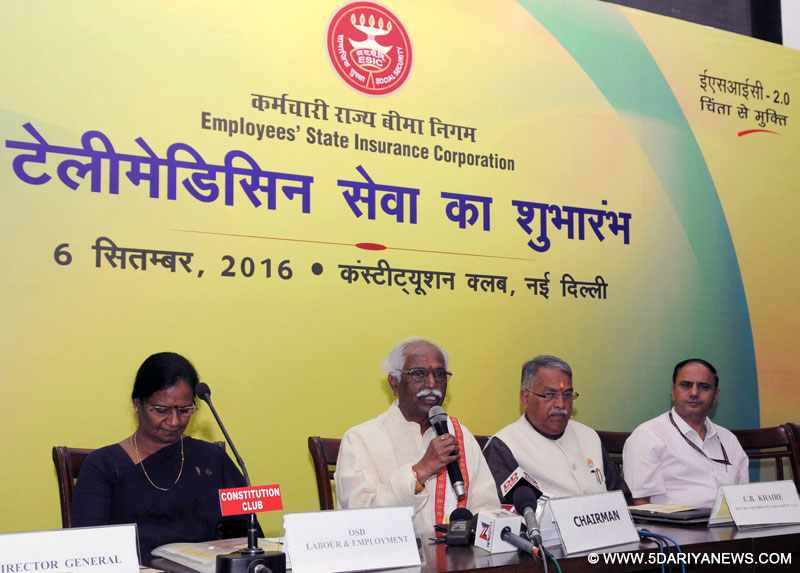 The Minister of State for Labour and Employment (Independent Charge), Shri Bandaru Dattatreya addressing at the launch of the Telemedicine Services of ESIC, in New Delhi on September 06, 2016. 