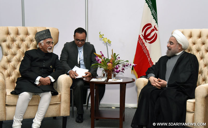 The Vice President, Shri M. Hamid Ansari calling on the President of Iran, Mr. Hassan Rouhani, on the sidelines of the 17th NAM Summit, in Margarita, Venezuela on September 17, 2016.