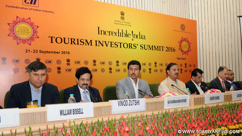  The Minister of State for Culture and Tourism (Independent Charge), Dr. Mahesh Sharma and the Minister of State for Information & Broadcasting, Col. Rajyavardhan Singh Rathore at the Plenary Session I: “Why Invest in Incredible India?”, during the ‘Incredible India-Tourism Investors’ Summit 2016’, in New Delhi on September 22, 2016. 