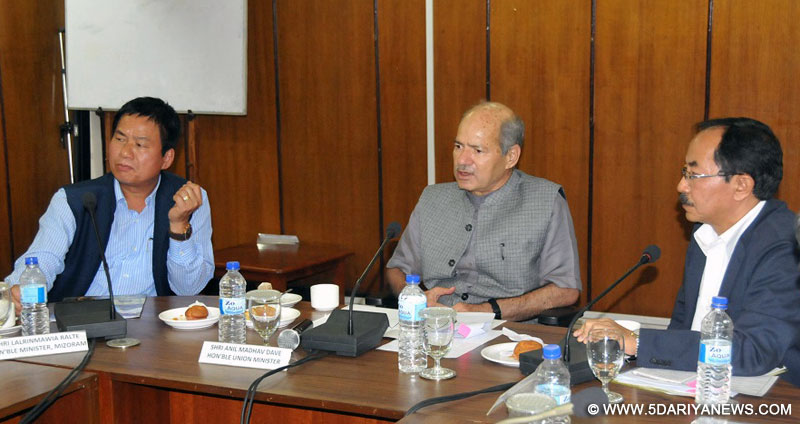 The Minister of State for Environment, Forest and Climate Change (Independent Charge), Anil Madhav Dave addressing the officials of the department of Environment & Forests, Government of Mizoram, in Aizawl on September 27, 2016.	