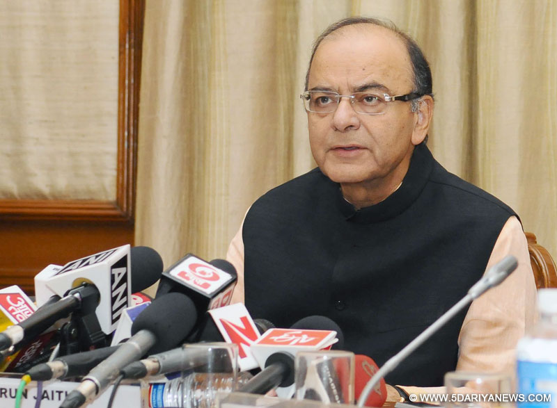 The Union Minister for Finance and Corporate Affairs, Shri Arun Jaitley addressing a press conference with regard to India is ranking in Global Competitive Index, in New Delhi on September 28, 2016.