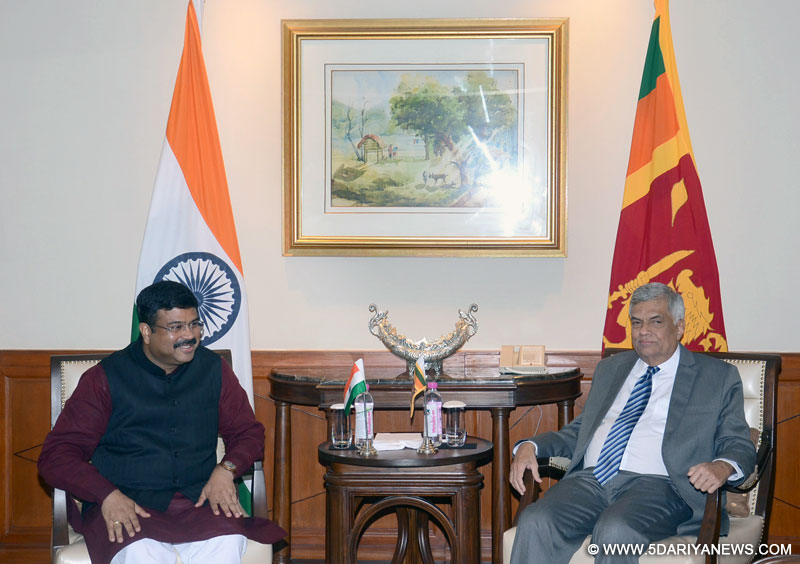 The Minister of State for Petroleum and Natural Gas (Independent Charge), Shri Dharmendra Pradhan calling the Prime Minister of the Democratic Socialist Republic of Sri Lanka, Mr. Ranil Wickremesinghe, in New Delhi on October 05, 2016.