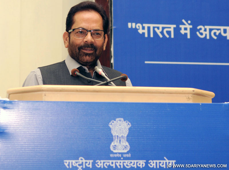 Shri Mukhtar Abbas Naqvi addressing at a function of the 9th Annual National Commission for Minorities (NCM) Lecture, 2016-2017, on “Minority Rights and Democracy in India”, in New Delhi on October 05, 2016.