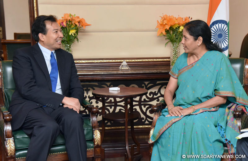 The Ambassador-designate of People Republic of China, Mr. Luo Zhaohui meeting the Minister of State for Commerce & Industry (Independent Charge), Smt. Nirmala Sitharaman, in New Delhi on October 05, 2016.