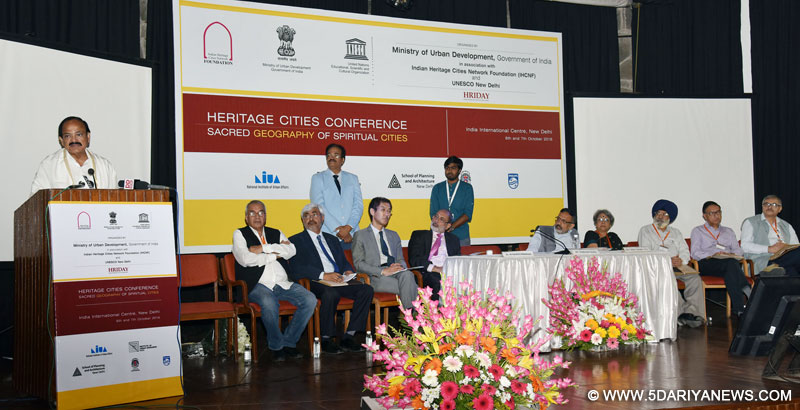 M. Venkaiah Naidu addressing at the inauguration of the ‘Heritage Cities Conference’, in New Delhi on October 06, 2016. The Secretary, Ministry of Urban Development, Shri Rajiv Gauba and other dignitaries are also seen