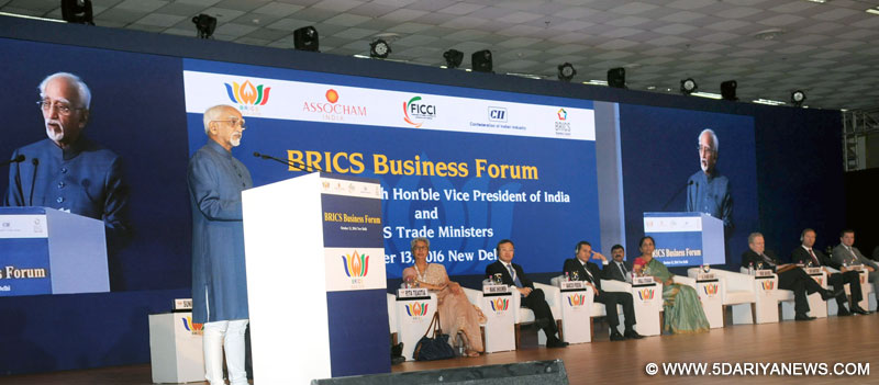 The Vice President, Shri M. Hamid Ansari at the inauguration of the First BRICS Trade Fair, in New Delhi on October 13, 2016.