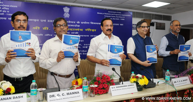 The Union Minister for Statistics and Programme Implementation, Shri D.V. Sadananda Gowda releasing a brochure at the inauguration of the Workshop on sensitizing State Governments on use of IHSN Toolkit, in New Delhi on October 25, 2016.