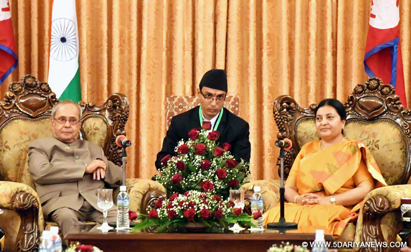 The President of Nepal, Ms. Vidhya Devi Bhandari calling on the President, Shri Pranab Mukherjee, at Shital Niwas, in Kathmandu, Nepal on November 02, 2016.