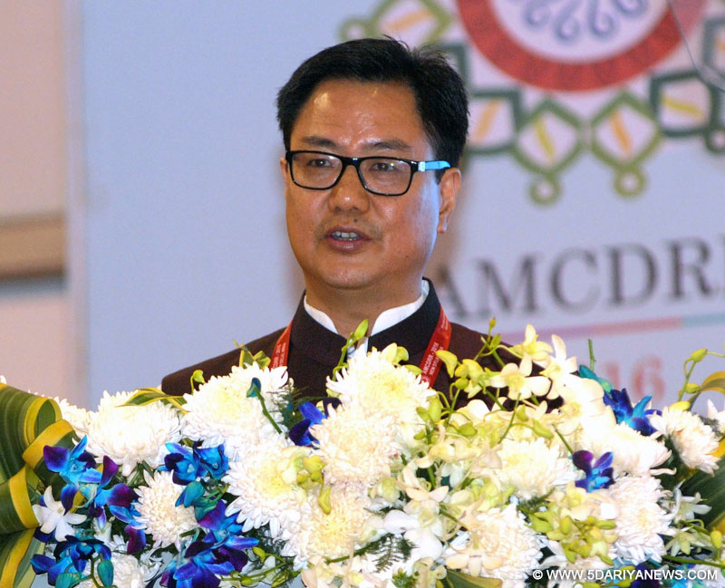 The Minister of State for Home Affairs, Shri Kiren Rijiju addressing at the Asian Ministerial Conference on Disaster Risk Reduction, in New Delhi on November 03, 2016.