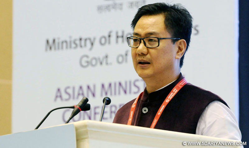 The Minister of State for Home Affairs, Shri Kiren Rijiju addressing at the closing ceremony of the Asian Ministerial Conference for Disaster Risk Reduction (AMCDRR) 2016, in New Delhi on November 05, 2016. 