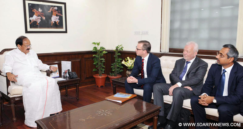  The Minister for Enterprise and Innovation of Sweden, Mr. Mikael Damberg calling on the Union Minister for Urban Development, Housing & Urban Poverty Alleviation and Information & Broadcasting, Shri M. Venkaiah Naidu, in New Delhi on November 09, 2016.