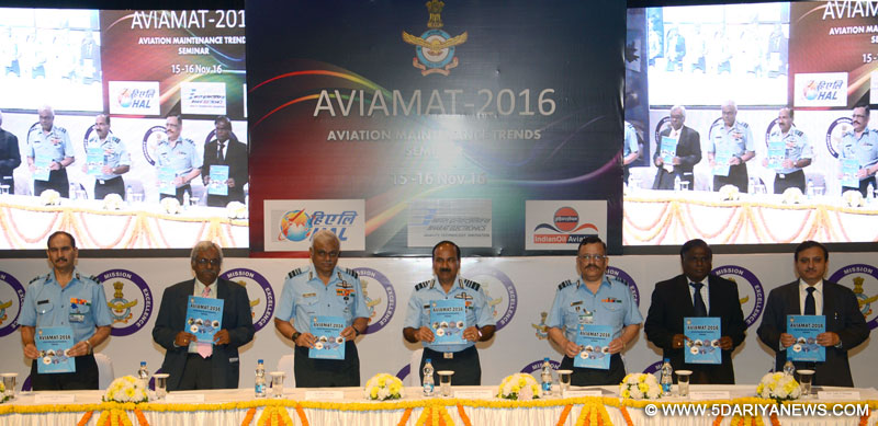 The Chief of the Air Staff, Air Chief Marshal Arup Raha along with other senior officers releasing a Book on Aviation Maintenance Trends by the Indian Air Force, at the inauguration of a two-day seminar, in New Delhi on November 15, 2016.