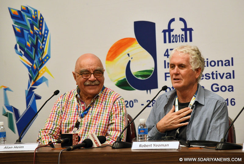 The Directors Alan Heim and Robert Yeoman at a press conference, during the 47th International Film Festival of India (IFFI-2016), in Panaji, Goa on November 27, 2016.