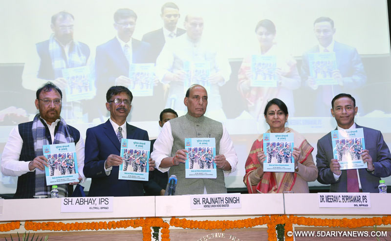 The Union Home Minister, Shri Rajnath Singh releasing a BPR&D publication, during his visit to the Central Detective Training School (CDTS) campus, in Ghaziabad on December 16, 2016.