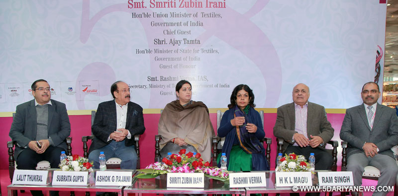 The Union Minister for Textiles, Smt. Smriti Irani at the inauguration of the 58th edition of India International Garment Fair, in New Delhi on January 18, 2017. The Secretary, Ministry of Textiles, Smt. Rashmi Verma and other dignitaries are also seen.