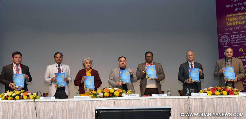 The Union Minister for Health & Family Welfare, Shri J.P. Nadda releasing the ‘Indian Food Composition Tables 2017’ (IFCT), at the inauguration of the International Symposium on ‘Food Composition In Nutrition And Health’, in New Delhi on January 18, 2017. 