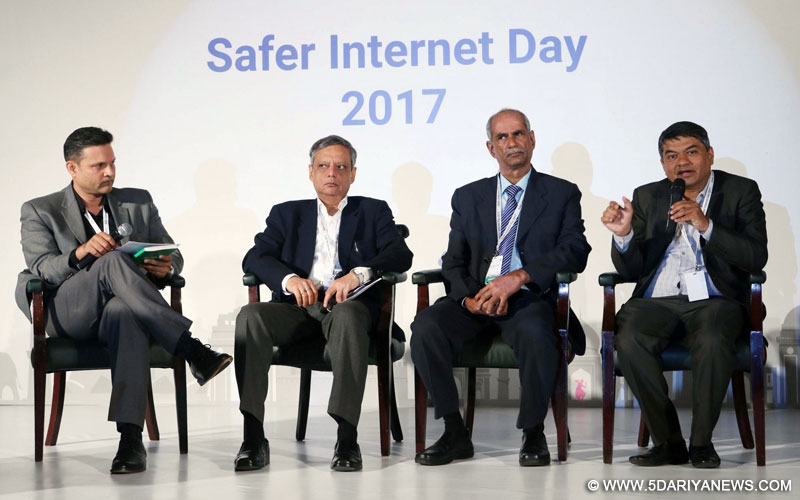 Google India, Head (Policy) Chetan Krishnaswamy, Director (Trust and Safety) Sunita Mohanty and others during a programme organised on Safer Internet Day in New Delhi, on Feb 7, 2017