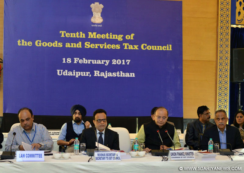 The Union Minister for Finance and Corporate Affairs, Shri Arun Jaitley chairing the 10th meeting of the Goods and Service Tax Council, at Udaipur, Rajasthan on February 18, 2017. 
