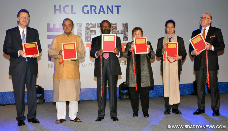 The Union Minister for Finance and Corporate Affairs, Shri Arun Jaitley at the felicitation ceremony of the HCL Grant 2017, in Noida, Uttar Pradesh on February 21, 2017.