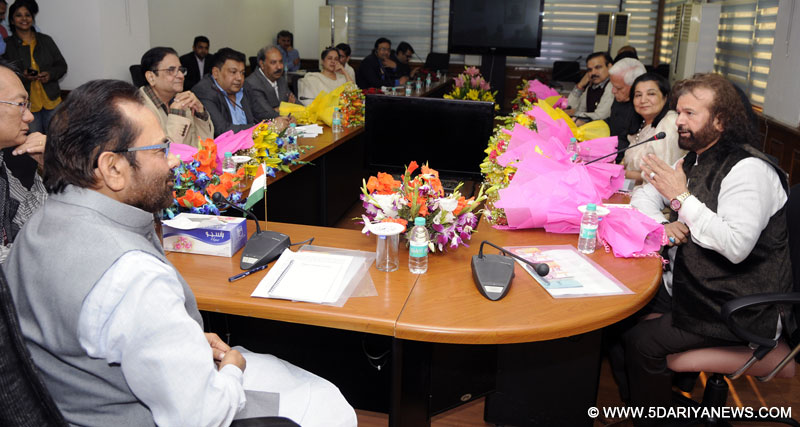 The Minister of State for Minority Affairs (Independent Charge) and Parliamentary Affairs, Shri Mukhtar Abbas Naqvi chairing the meeting of Committee on Hamari Dharohar Scheme, in New Delhi on February 25, 2017.