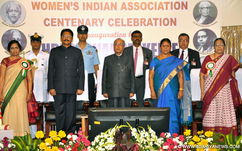 The President, Shri Pranab Mukherjee at the Centenary Celebrations of Women’s Indian Association, in Chennai on March 03, 2017. The Governor of Tamil Nadu, Shri C. Vidyasagar, the Social Welfare Minister of Tamil Nadu, Shri V. Saroja and other dignitaries are also seen. 