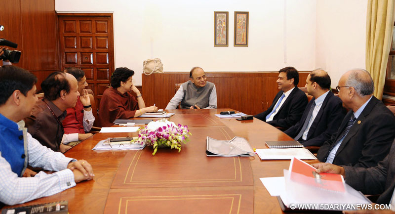 The Union Minister for Finance and Corporate Affairs, Shri Arun Jaitley chairing a meeting with DFS/RBI officials, in New Delhi on March 10, 2017.
