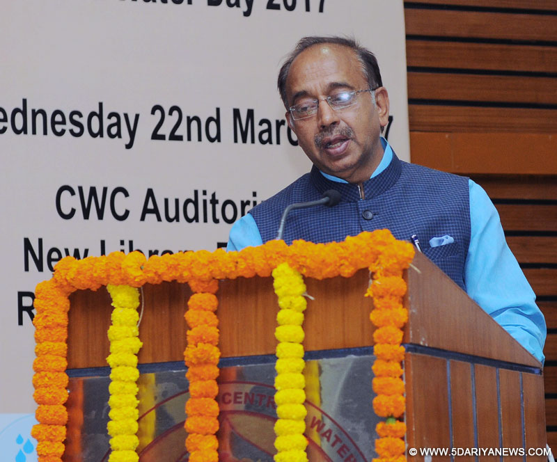 The Minister of State for Youth Affairs and Sports (I/C), Water Resources, River Development and Ganga Rejuvenation, Shri Vijay Goel addressing at the inauguration of a seminar on “Waste Water – Monitoring and Management”, on the occasion of the World Water Day, in New Delhi on March 22, 2017.