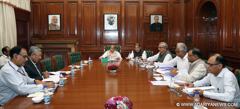  The Union Home Minister, Shri Rajnath Singh chairing a high level committee meeting for Central Assistance to States affected by natural disasters, in New Delhi on March 23, 2017. The Union Minister for Agriculture and Farmers Welfare, Shri Radha Mohan Singh, the Union Home Secretary, Shri Rajiv Mehrishi and senior officers are also seen.