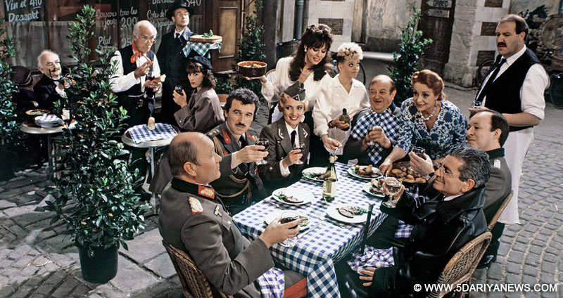 A scene from British sitcom \"Allo Allo\" set in occupied France during World War II