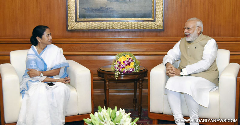 The Chief Minister of West Bengal, Ms. Mamata Banerjee calls on the Prime Minister, Shri Narendra Modi, in New Delhi on April 10, 2017. 