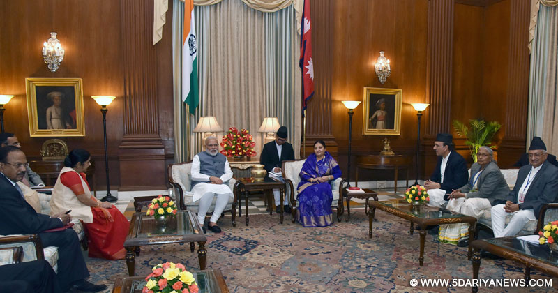 The Prime Minister, Shri Narendra Modi meeting the President of Nepal, Ms. Bidya Devi Bhandari, in New Delhi on April 18, 2017. 