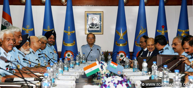 The Union Minister for Finance, Corporate Affairs and Defence, Shri Arun Jaitley interacting with the Air Force Commanders, during the inauguration of the Air Force Commanders’ Conference, in New Delhi on April 19, 2017. 