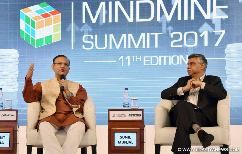 The Minister of State for Civil Aviation, Shri Jayant Sinha addressing the MINDMINE SUMMIT 2017, in New Delhi on April 20, 2017.