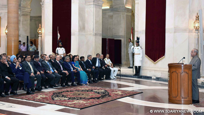 The President, Shri Pranab Mukherjee addressing the participants of the 8th Annual Heads of Missions Conference, at Rashtrapati Bhavan, in New Delhi on May 06, 2017.