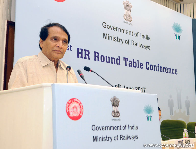 The Union Minister for Railways, Shri Suresh Prabhakar Prabhu addressing at the Indian Railways’ 1st HR Round Table Conference, in New Delhi on June 08, 2017.