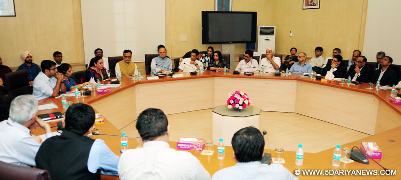 The Union Minister for Finance, Corporate Affairs and Defence, Shri Arun Jaitley interacting with the Trade Representatives on GST, in New Delhi on June 29, 2016. The Revenue Secretary, Dr. Hasmukh Adhia and the Chief Economic Adviser, Dr. Arvind Subramanian are also seen.