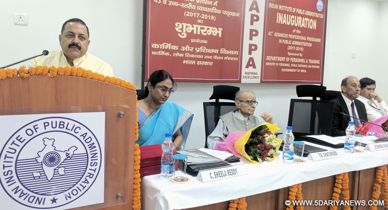  Dr. Jitendra Singh addressing the inaugural session of “Advanced Professional Programme in Public Administration”, organised by the Indian Institute of Public Administration (IIPA), in New Delhi on July 03, 2017.