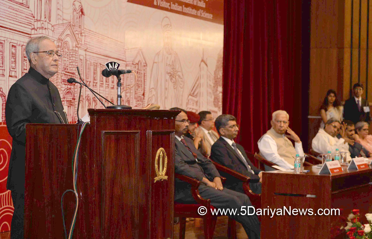 The President, Shri Pranab Mukherjee addressing the Annual Convocation of the Indian Institute of Science (IISc), Bengaluru, in Karnataka on July 05, 2017.