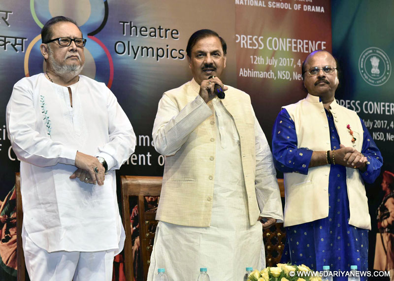 The Minister of State for Culture and Tourism (Independent Charge), Dr. Mahesh Sharma addressing the media to announce the “8th Theatre Olympics 2018 in India”, in New Delhi on July 12, 2017.