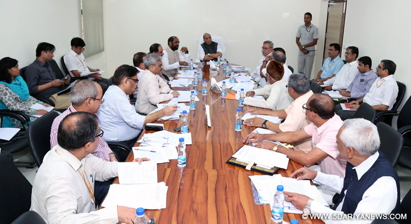 The Union Home Minister, Shri Rajnath Singh chairing a meeting of the Advisory Committee associated with the Minister of Home Affairs for the Union Territory of Lakshadweep, in New Delhi on July 13, 2017.	The Minister of State for Home Affairs, Shri Hansraj Gangaram Ahir is also seen.