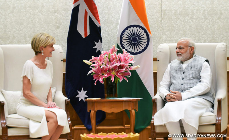 The Minister for Foreign Affairs, Australia, Ms. Julie Bishop calls on the Prime Minister, Shri Narendra Modi, in New Delhi on July 18, 2017.