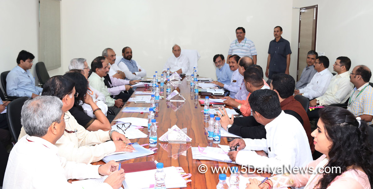 The Union Home Minister, Shri Rajnath Singh chairing a meeting of the Advisory Committee associated with the Minister of Home Affairs for the Union Territory of Daman and Diu, in New Delhi on July 20, 2017. The Minister of State for Home Affairs, Shri Hansraj Gangaram Ahir and senior officers of the MHA and members of Daman and Diu Advisory Committee are also seen.