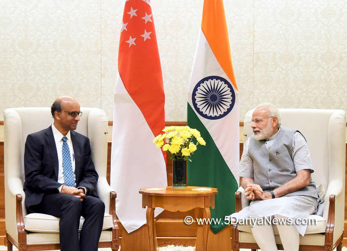 The Deputy Prime Minister of Singapore, Mr. Tharman Shanmugaratnam calling on the Prime Minister, Shri Narendra Modi, in New Delhi on July 22, 2017. 