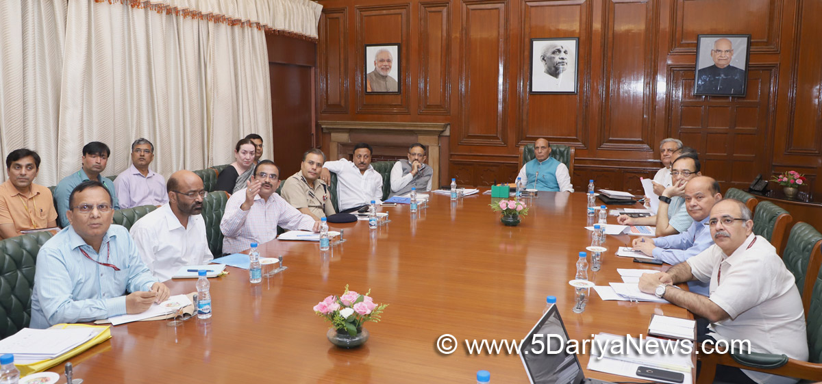  The Union Home Minister, Shri Rajnath Singh chairing a meeting to review the measures to check cybercrime in the financial sector, in New Delhi on September 19, 2017.