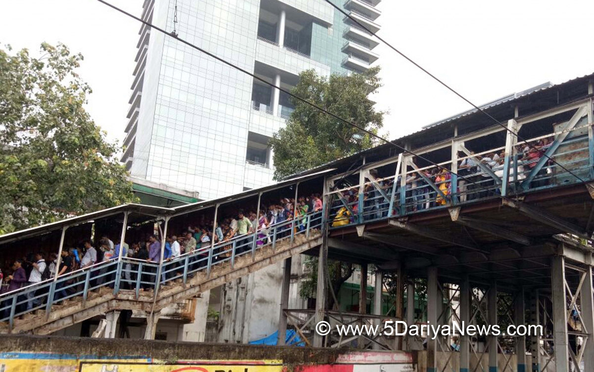 Stampede breaks out at on a narrow railway footover bridge connecting the Parel-Elphinstone Road stations of Western Railway in Mumbai on Sept 29, 2017. At least 22 commuters were killed.