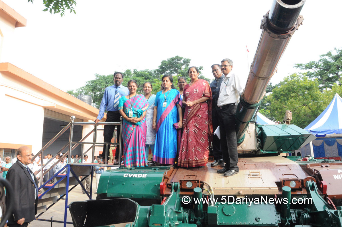 The Union Minister for Defence, Smt. Nirmala Sitharaman visits the Combat Vehicles Research & Development Establishment (CVRDE), Avadi, in Chennai on October 14, 2017.