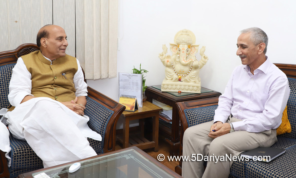 Dineshwar Sharma, former Director of Intelligence Bureau, calling on the Union Home Minister, Shri Rajnath Singh, after being appointed as the Representative of Government of India to initiate dialogue in Jammu and Kashmir, in New Delhi on October 23, 2017.