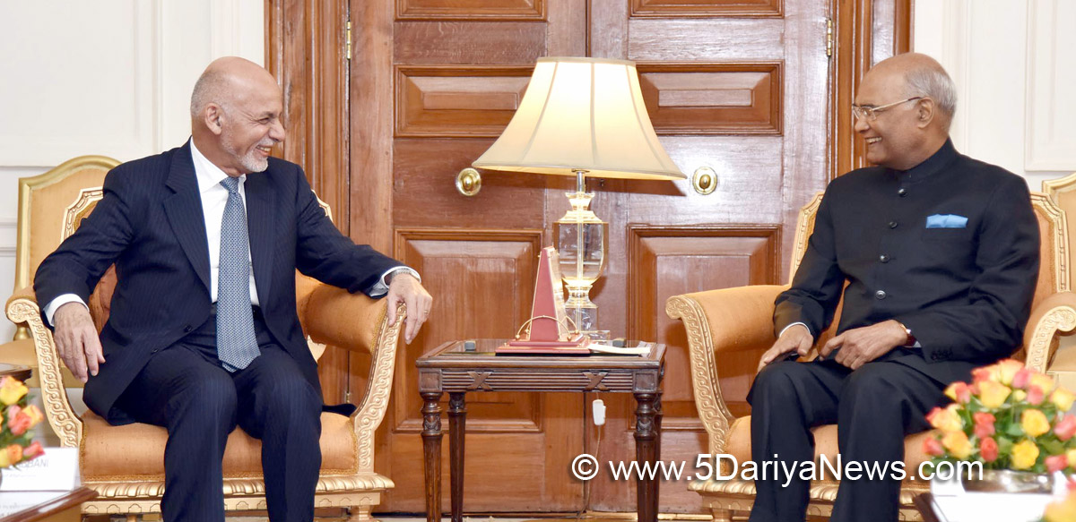 The President of Afghanistan, Dr. Mohammad Ashraf Ghani calling on the President, Shri Ram Nath Kovind, at Rashtrapati Bhavan, in New Delhi on October 24, 2017. 