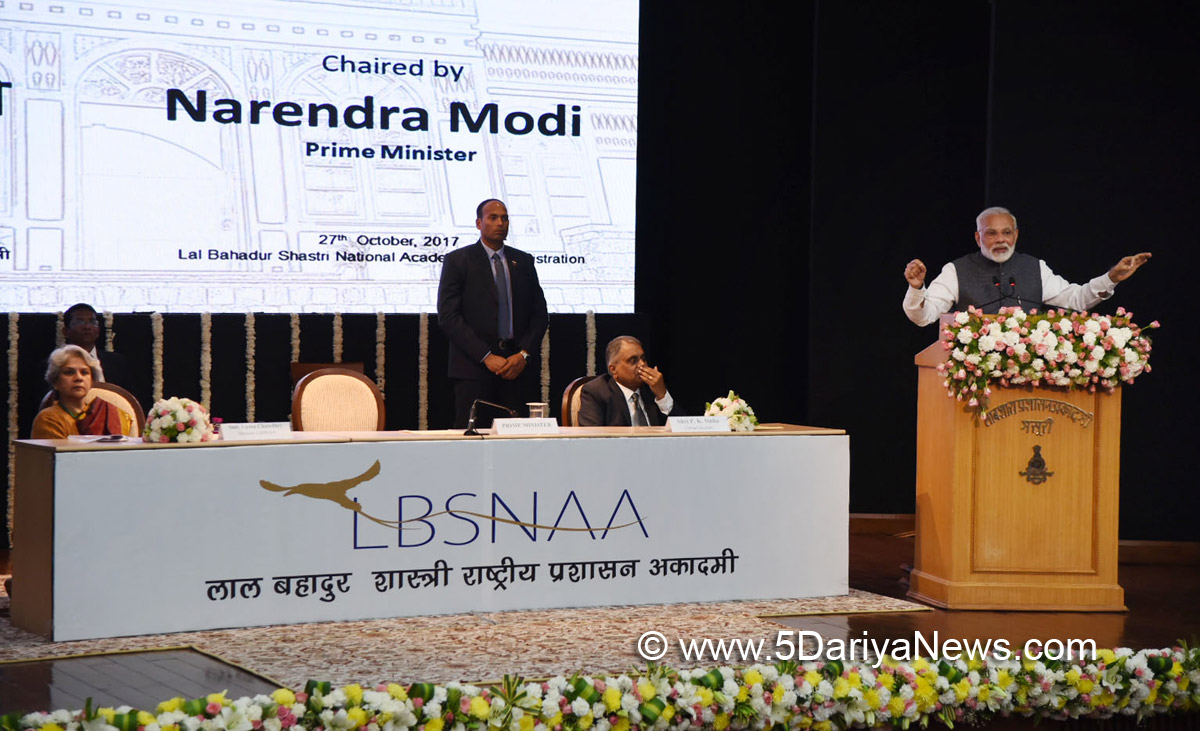 The Prime Minister, Shri Narendra Modi addressing the Officer Trainees of the 92nd Foundation Course, at the Lal Bahadur Shastri National Academy of Administration (LBSNAA), in Mussoorie, Uttarakhand on October 27, 2017.